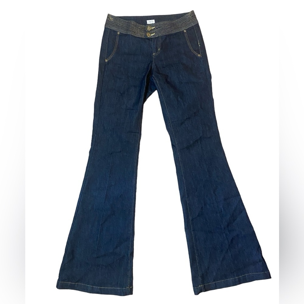 Cache Wide Leg Bell Button Low Rise Denim Jean Size 2 - Picture 3 of 16
